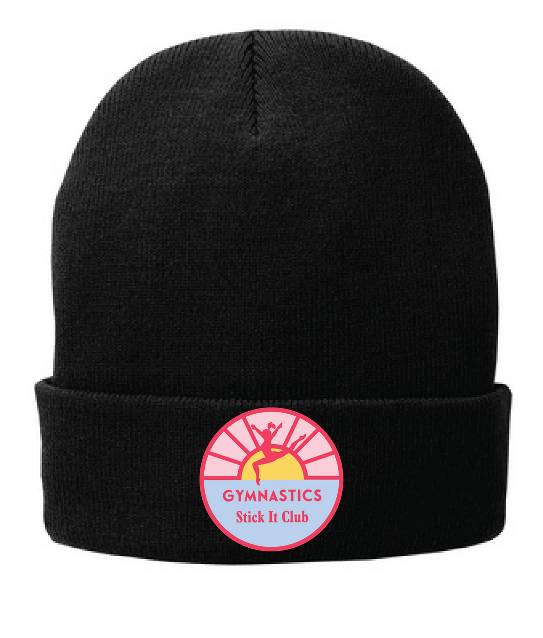 Knit Hat With Gymnastics Stick It Club Patch