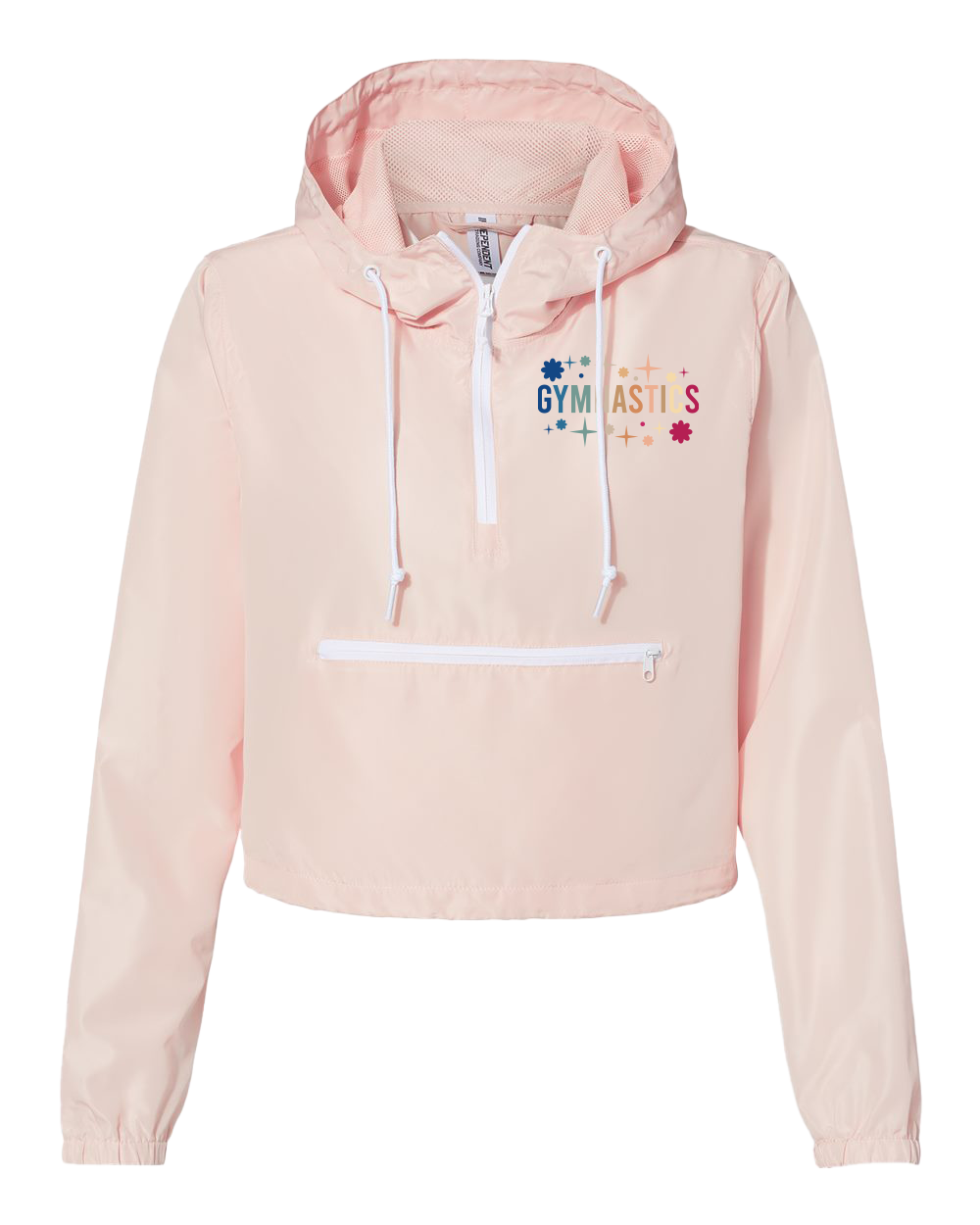 Quarter-Zip Crop Windbreaker with Embroidered Left Chest