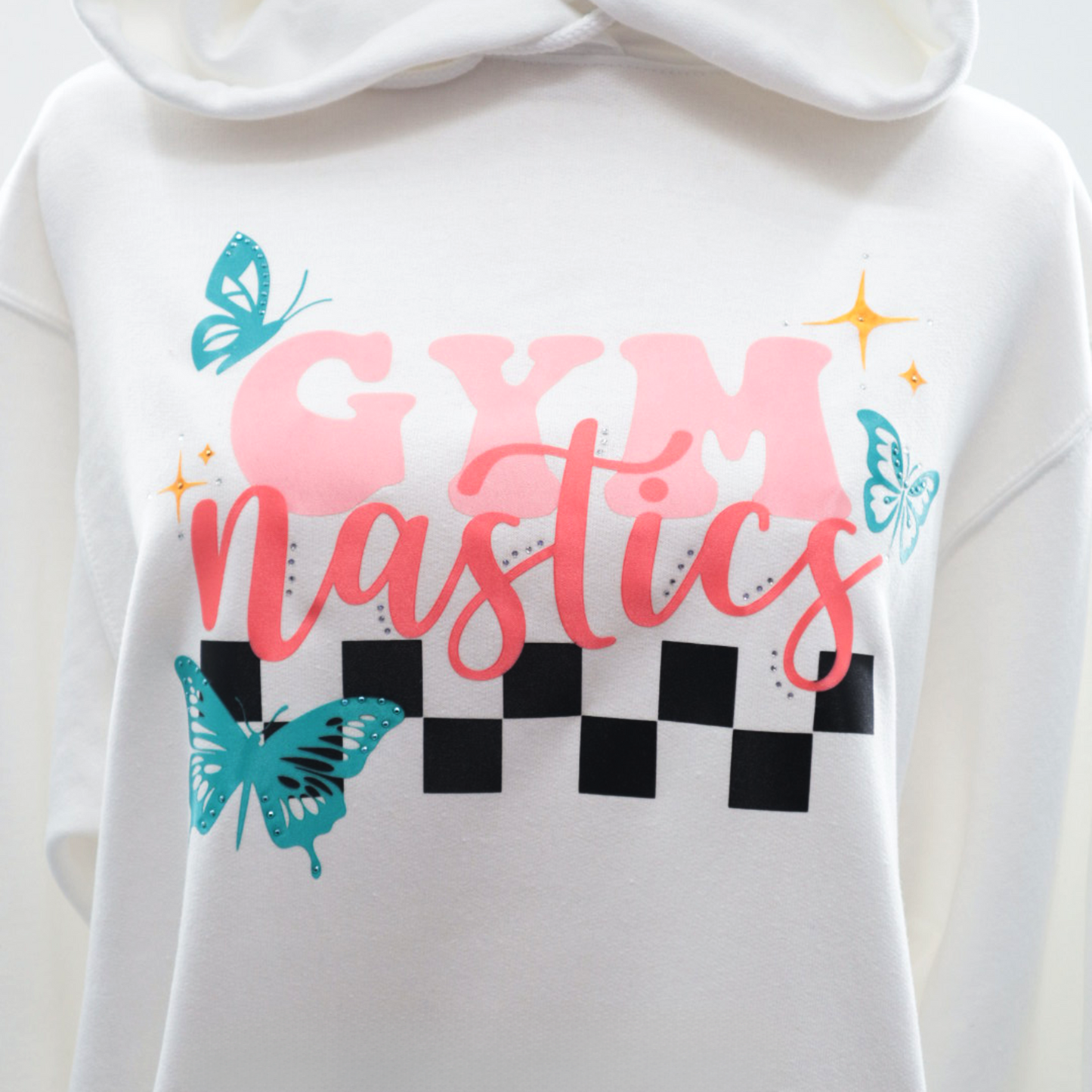 Satin & Rhinestone Hooded Sweatshirt