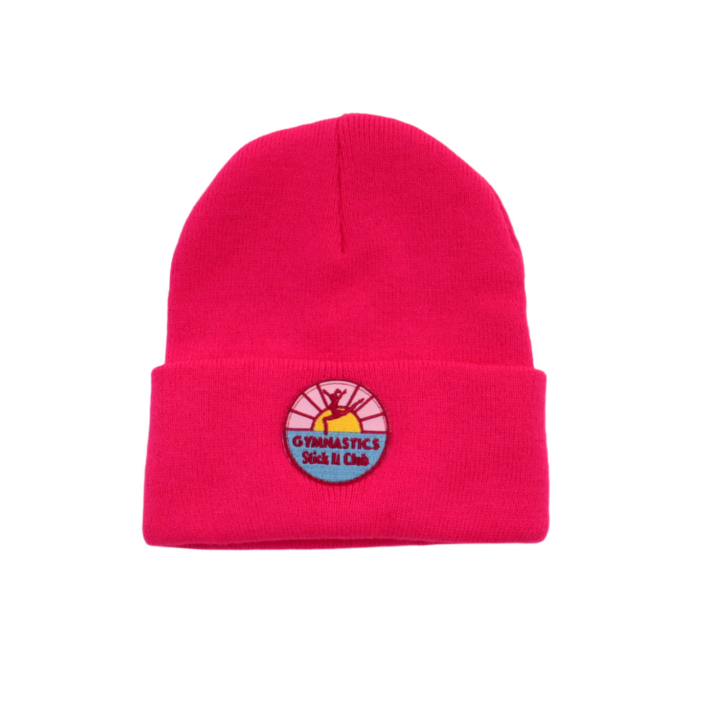 Knit Hat With Gymnastics Stick It Club Patch